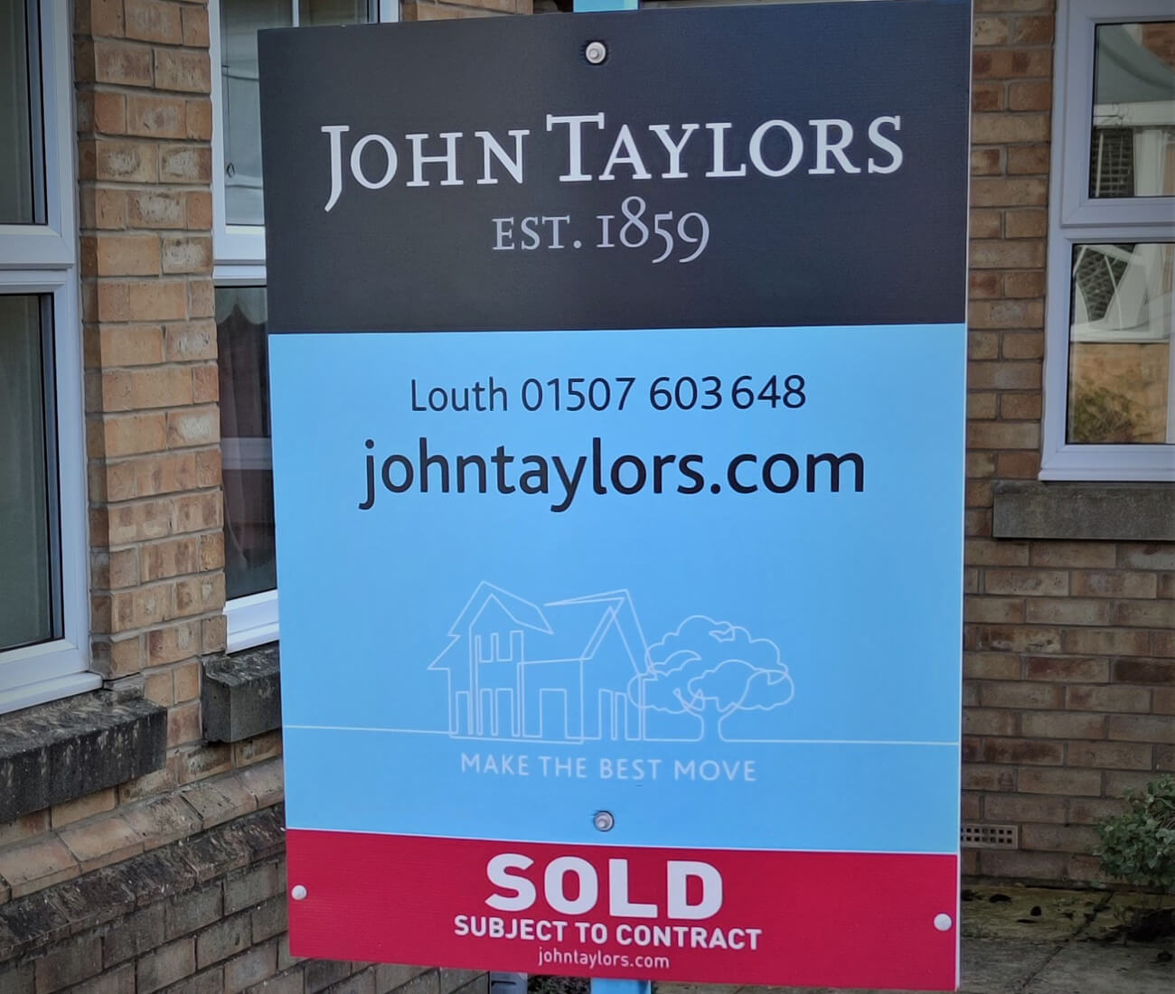 John Taylors Estate Agents sold sign